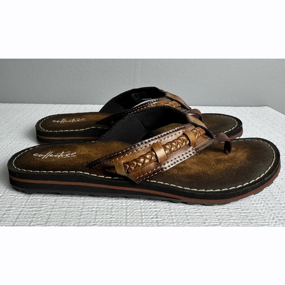Collection by Clarks Fenner Nerice Women’s Brown Faux Leather Flip Flops Size 8 - Picture 5 of 10